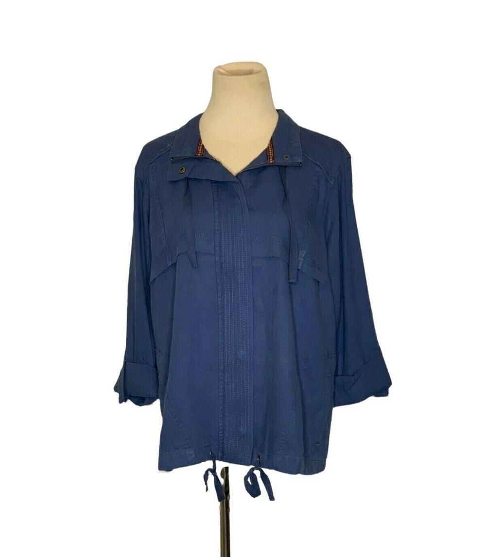 Style & Co Blue Roll Tab Sleeves zipper Jacket size M